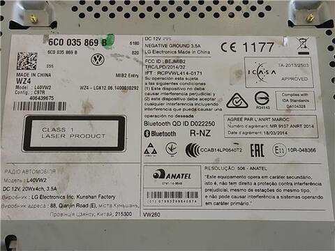 Foto 3ª: Sistema Audio Radio CD Volkswagen Polo 1.2 ADVANCE 90CV 66KW [CJZ] (2014)