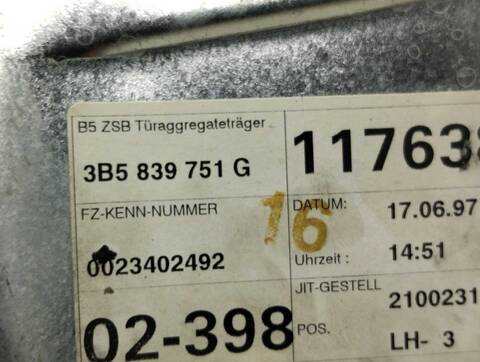 Foto 4ª: Elevalunas Manual Trasero Izquierdo Volkswagen Passat CL BERLINA 110CV 81KW [AFN] (1997)