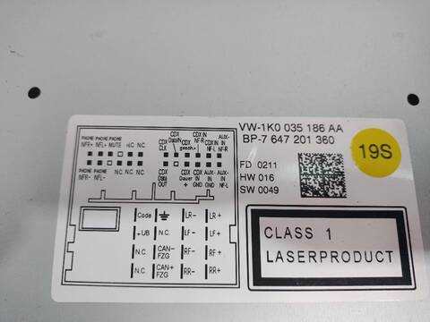 Foto 2ª: Sistema Audio Radio CD Volkswagen Passat ADVANCE BLUEMOTION 105CV [CAYC] (2010)