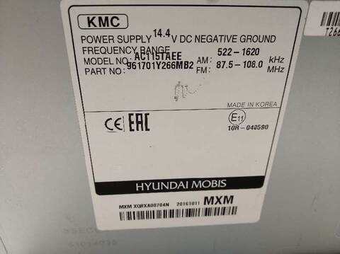 Foto 3ª: Sistema Audio Radio CD Kia Picanto 1.0 CAT 65CV 48KW [G3LA] (2017)