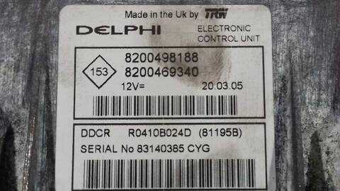 Foto 3ª: Centralita Motor ECU Renault Scenic CONFORT AUTHENTIQUE 101CV 74KW [K9K728] (2001)