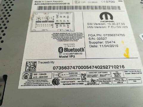 Foto 4ª: Sistema Audio Radio CD Fiat Doblo EASY 120CV 88KW [940C1000] (2016)