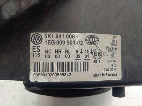 Foto 3ª: Faro Derecho Volkswagen Golf 1.6 TDI DPF 105CV 77KW [CAY] (2010)
