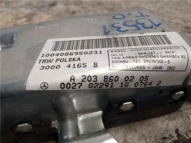 Foto 3ª: Airbag Lateral Trasero Derecho Mercedes Clase C 160 1.8 C 180 T COMPRESSOR (203.246) [1.8 LTR. - 105 KW CAT] [271946]