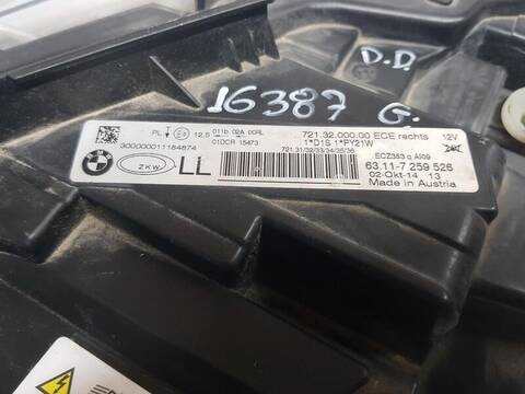 Foto 3ª: Faro Derecho Bmw Serie 3 315 318 D 143CV 105KW [N47D20C] (2014)