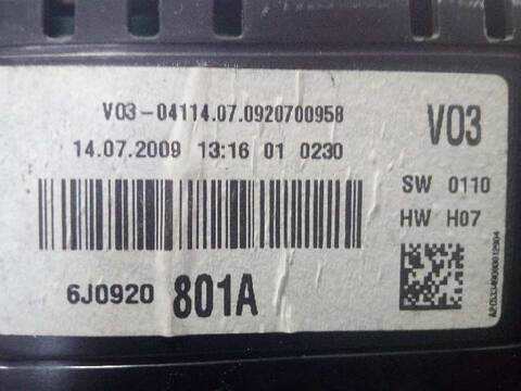 Foto 4ª: Cuadro de Instrumentos Seat Ibiza STYLANCE - STYLE 90CV 66KW [BXJ] (2009)