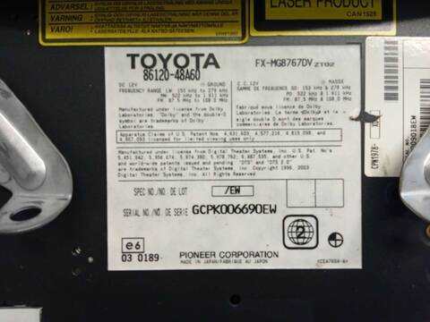 Foto 2ª: Sistema Audio Radio CD Lexus RX 3.3 V6 24V CAT 211CV 155KW (2005)