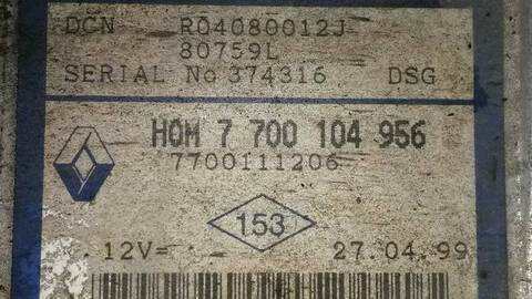 Foto 3ª: Centralita Motor ECU Renault Kangoo 1.9 DIESEL 64CV 47KW [F8Q] (1999)
