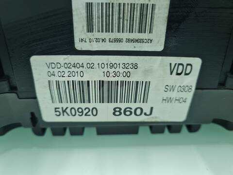 Foto 3ª: Cuadro de Instrumentos Volkswagen Golf 1.6 TDI DPF 105CV 77KW [CAY] (2010)