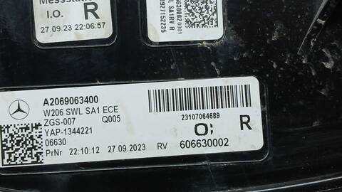 Foto 3ª: Piloto Trasero Derecho Mercedes Clase C 160 C 300 DE 206.208) 197CV 145KW [654820] (2024)