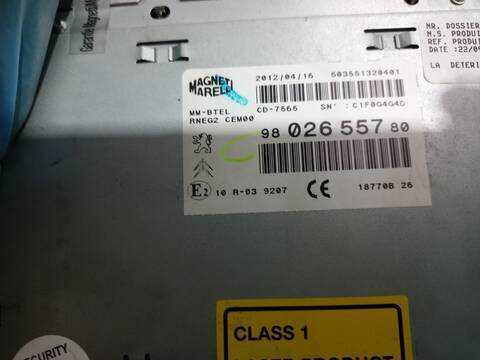 Foto 3ª: Sistema Audio Radio CD Peugeot 508 ACTIVE 140CV 103KW [RHFDW10BTED4] (2012)