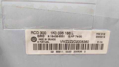 Foto 2ª: Sistema Audio Radio CD Volkswagen Golf BERLINA 105CV 77KW (2003)