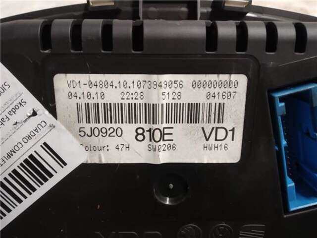 Foto 3ª: Cuadro de Instrumentos Skoda Fabia 1.2 SPIRIT [1.2 LTR. - 44 KW] [CHFA]