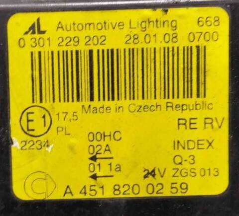 Foto 3ª: Faro Derecho Smart Fortwo VERSION INDEFINIDA (2007)