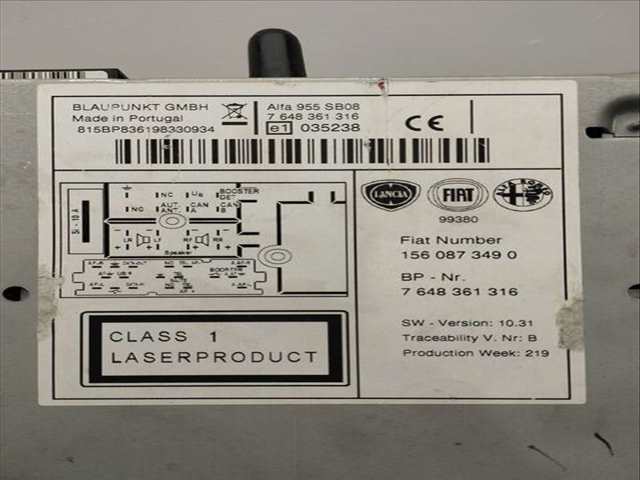 Foto 3ª: Sistema Audio Radio CD Alfa Romeo Mito JUNIOR 79CV 58KW [955A1000] (2009)