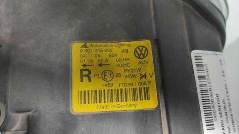Foto 2ª: Faro Derecho Volkswagen Touran BKD (2004)