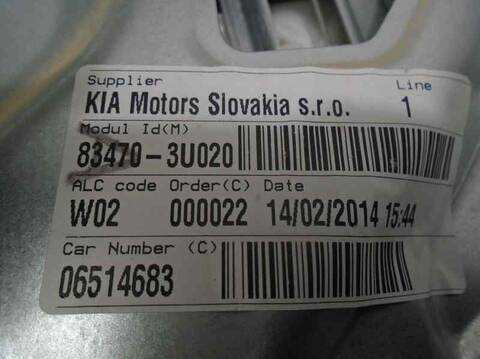 Foto 2ª: Elevalunas Manual Trasero Izquierdo Kia Sportage CONCEPT 4X2 135CV 99KW [G4FD] (2014)