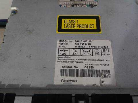Foto 2ª: Sistema Audio Radio CD Toyota Avensis 1.8 16V CAT 129CV [1ZZFE] (2003)