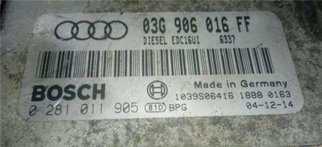 Centralita Motor ECU Audi A3 2.0 TDI AMBITION QUATTRO (103KW) [2.0 LTR. - 103 KW TDI]
