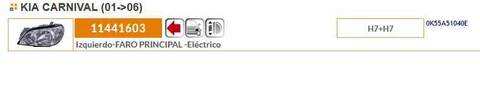 Foto 2ª: Faro Izquierdo Kia Carnival 165CV 121KW