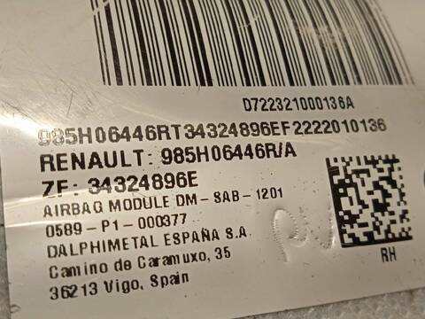 Foto 4ª: Airbag Lateral Trasero Derecho Renault Austral G TECHNO ESPIRIT ALPINE [H5H498] (2022)
