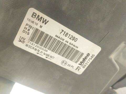 Foto 3ª: Faro Derecho Bmw Serie 1 114 120D BERLINA 177CV 130KW [N47D20A] (2009)