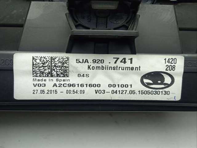 Foto 2ª: Cuadro de Instrumentos Skoda Rapid AMBITION 116CV 85KW [CXM] (2015)