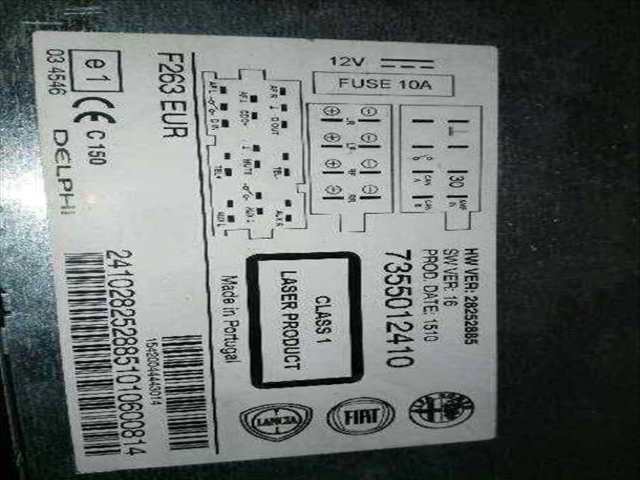 Foto 2ª: Sistema Audio Radio CD Fiat Doblo ACTIVE 90CV 66KW (2011)