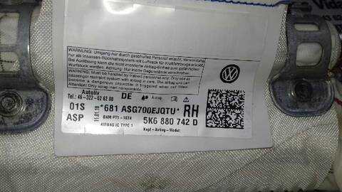 Foto 3ª: Airbag Cortina Delantero Derecho Volkswagen Golf 1.6 TDI DPF 105CV 77KW [CAY] (2010)