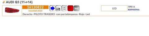 Foto 2ª: Piloto Trasero Derecho Audi Q3 150CV 110KW