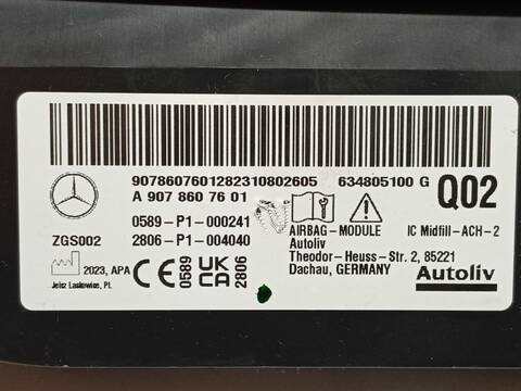 Foto 4ª: Airbag Cortina Delantero Derecho Mercedes Sprinter 419 CDI RWD 907.643 907.645 907.647) 190CV 140KW FURGONETA [654920] (2024)