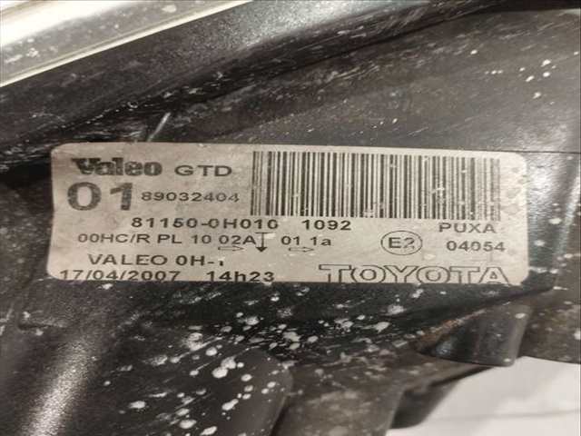 Foto 2ª: Faro Izquierdo Toyota Aygo CITY 68CV 50KW [1KRFE] (2007)