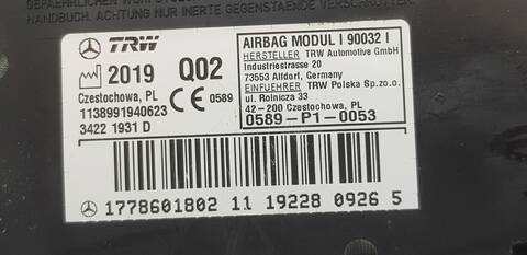 Foto 3ª: Airbag Lateral Delantero Derecho Mercedes Clase A 140 A 200 177.087) [282914]