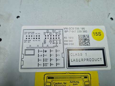 Foto 2ª: Pantalla Multifuncion Volkswagen Golf 2.0 TDI 140CV 103KW [CFF] (2010)