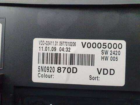 Foto 3ª: Cuadro de Instrumentos Volkswagen Tiguan ADVANCE 140CV 103KW [CBAB] (2009)