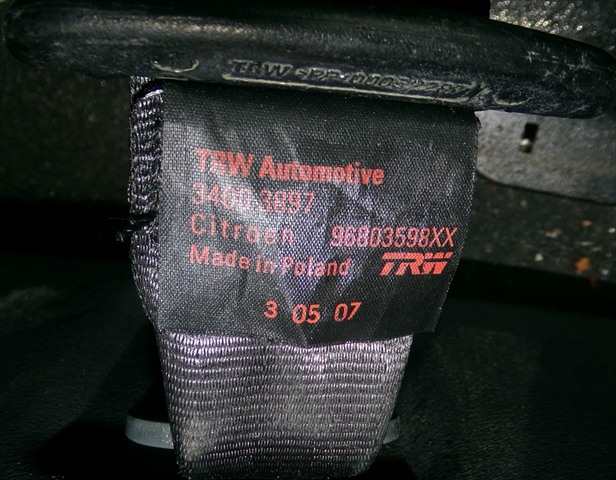 Foto 2ª: Cinturón Delantero Derecho Citroen C3 1.4 HDI 2002-2010 [8HZ] (2007)