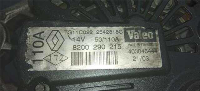 Alternador Renault Scenic 1.9 AUTHENTIQUE [1.9 LTR. - 88 KW DCI DIESEL] (JM)(2003-_)