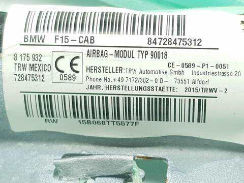 Foto 3ª: Airbag Cortina Delantero Izquierdo Bmw X5 3.0 TD 258CV [N57D30A] (2013)