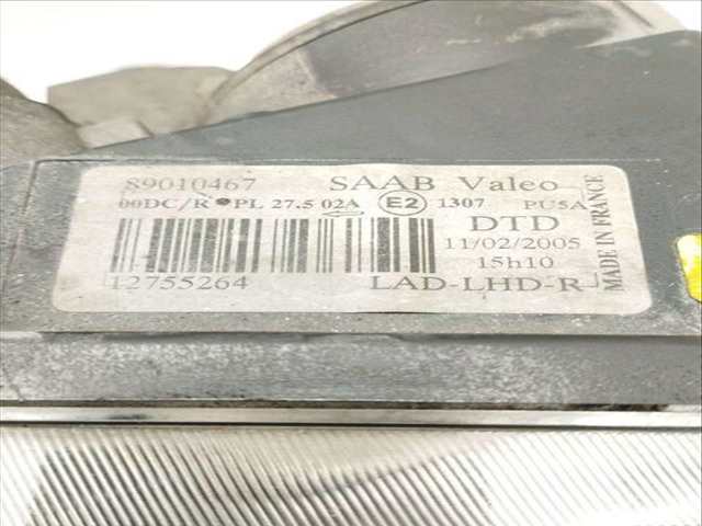 Foto 2ª: Faro Derecho Saab 9-3 2.3 T 185CV 136KW YS3E) [B235E] (2006)