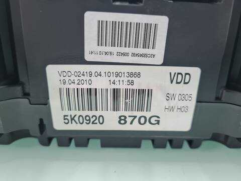 Foto 3ª: Cuadro de Instrumentos Volkswagen Golf 2.0 TDI 140CV 103KW [CFF] (2010)