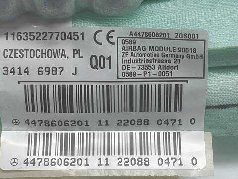 Foto 2ª: Airbag Cortina Delantero Izquierdo Mercedes Vito 114-116-119 CDI PRO EXTRALARGA 447.705) (2019)