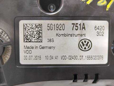 Foto 3ª: Cuadro de Instrumentos Volkswagen Golf ADVANCE BMT 150CV [CRL] (2017)