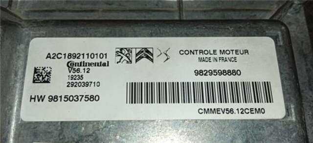 Centralita Motor ECU Peugeot 208 1.2 ACCESS [1.2 LTR. - 60 KW 12V VTI]