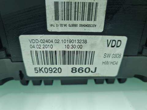 Foto 3ª: Cuadro de Instrumentos Volkswagen Golf 1.6 TDI DPF 105CV 77KW [CAY] (2010)