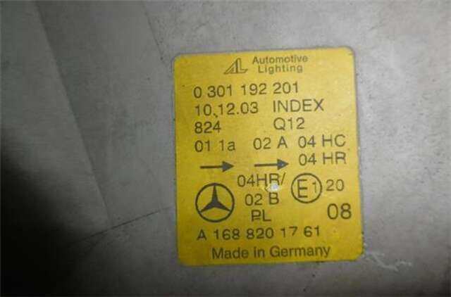 Foto 2ª: Faro Izquierdo Mercedes Clase A 140 1.7 170 CDI (168.009) [1.7 LTR. - 70 KW CDI DIESEL CAT] [OM 668.942]