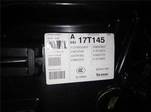 Foto 3ª: Elevalunas Eléctrico Delantero Derecho Mercedes Clase A 140 2.1 A 200 CDI - D (176.008) [2.1 LTR. - 100 KW CDI CAT] [651930]
