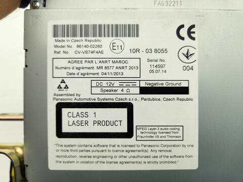 Foto 3ª: Pantalla Multifuncion Toyota Auris ACTIVE 132CV 97KW [1ZR] (2014)