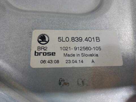 Foto 3ª: Elevalunas Manual Trasero Izquierdo Skoda Yeti ACTIVE 105CV [CBZB] (2009)