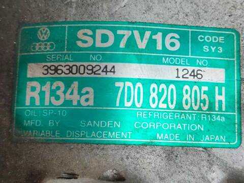 Foto 3ª: Compresor Aire Acondicionado Volkswagen Transporter 2.5 TDI (1990)