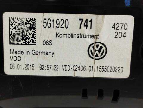 Foto 2ª: Cuadro de Instrumentos Volkswagen Golf 1.6 TDI DPF 105CV 77KW [CLH] (2015)